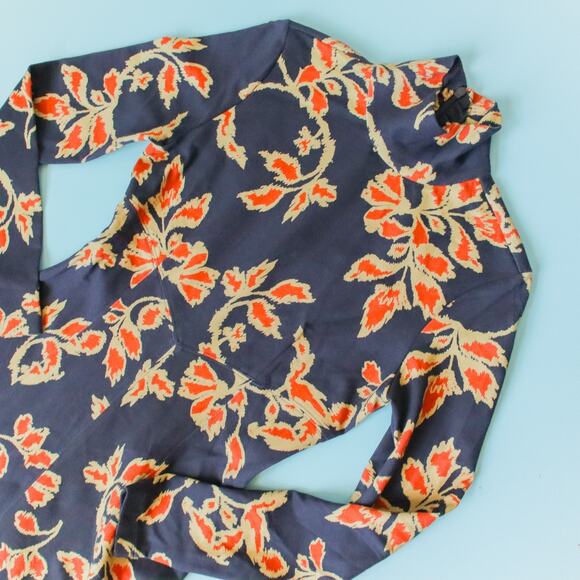 Tanya Taylor Thea Winter Ivy Floral Midi Dress Womens XSmall Ponte Fit Flare - Picture 3 of 9